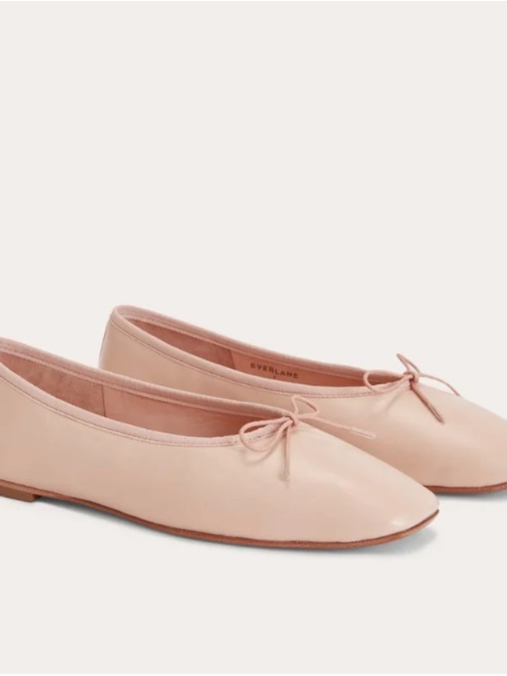 Everlane Pale Pink Leather Bow Ballet Flats THE DAY BALLET FLAT